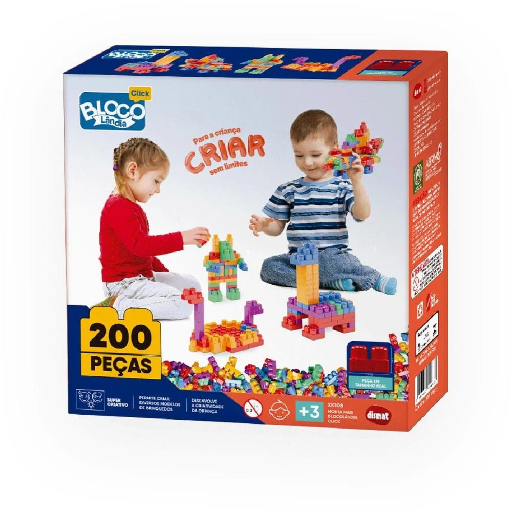 Brinquedo Para Montar Mais Blocolandia Click 200Pcs Dismat (Unidade)