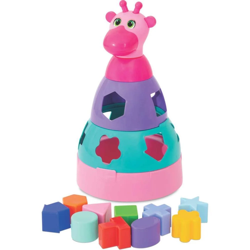 Brinquedo Educativo Girafa Didatica Rosa C/Blocos Merco Toys (Unidade)