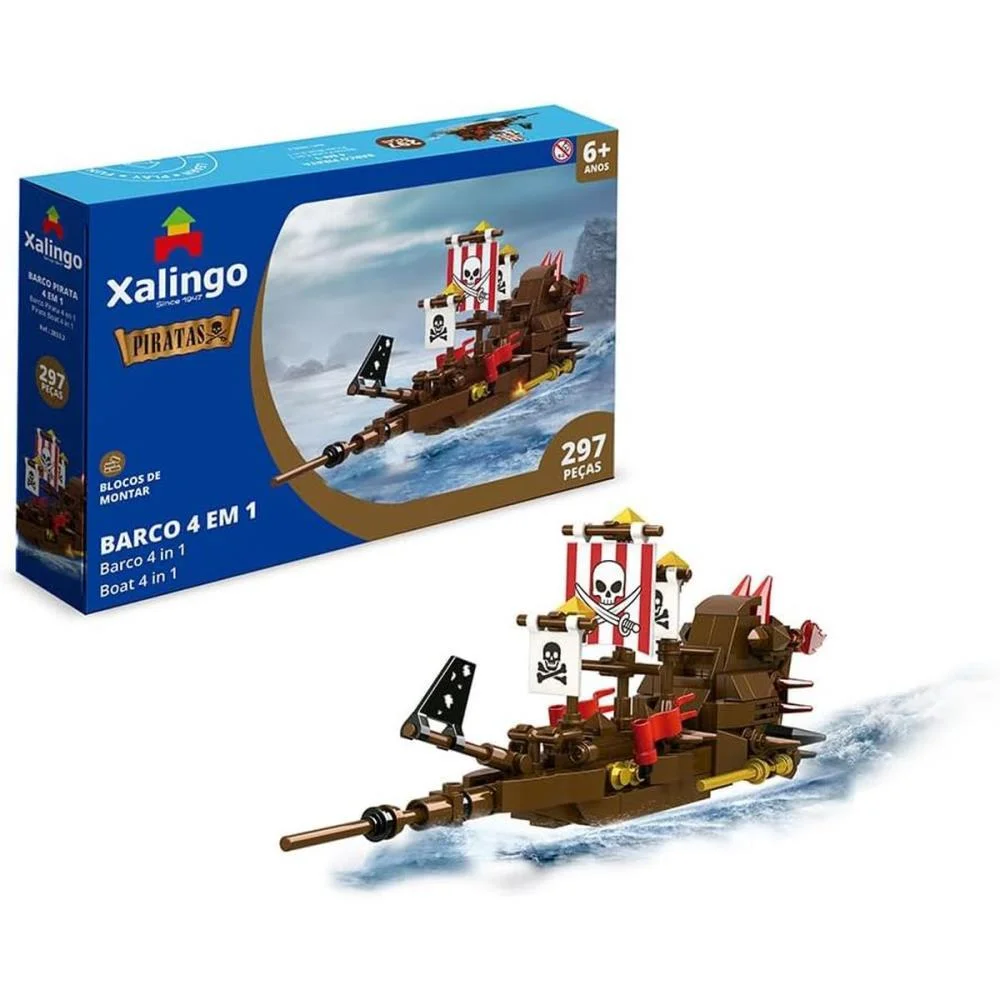 Brinquedo Para Montar Piratas Barco 4 Em 1 297Pecas Xalingo (Unidade)