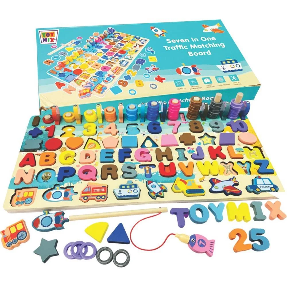 Brinquedo Pedagogico Madeira Montessori 7X1 135 Pecas Toy Mix (Unidade)