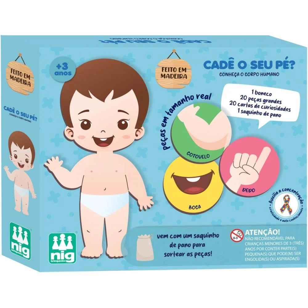 Brinquedo Pedagogico Madeira Cade O Seu Pe Nig Brinquedos (Unidade)