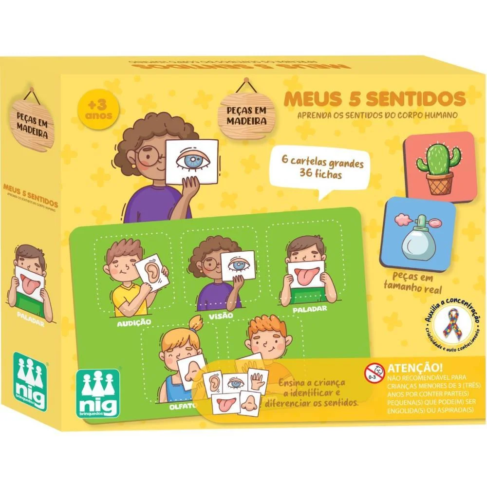Brinquedo Pedagogico Madeira Meus 5 Sentidos Nig Brinquedos (Unidade)