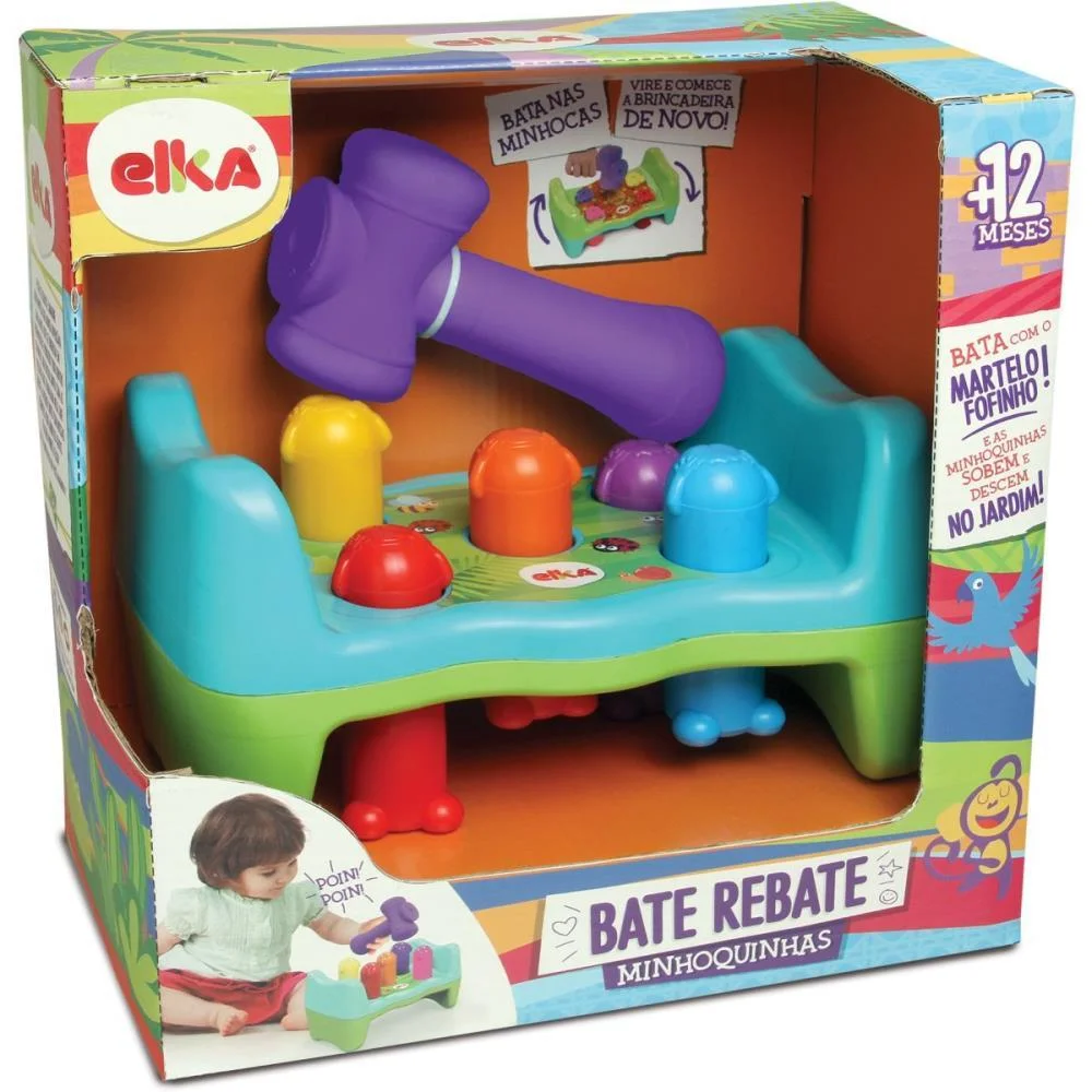 Brinquedo Para Bebe Bate Rebate Minhoquinhas Elka (Unidade)
