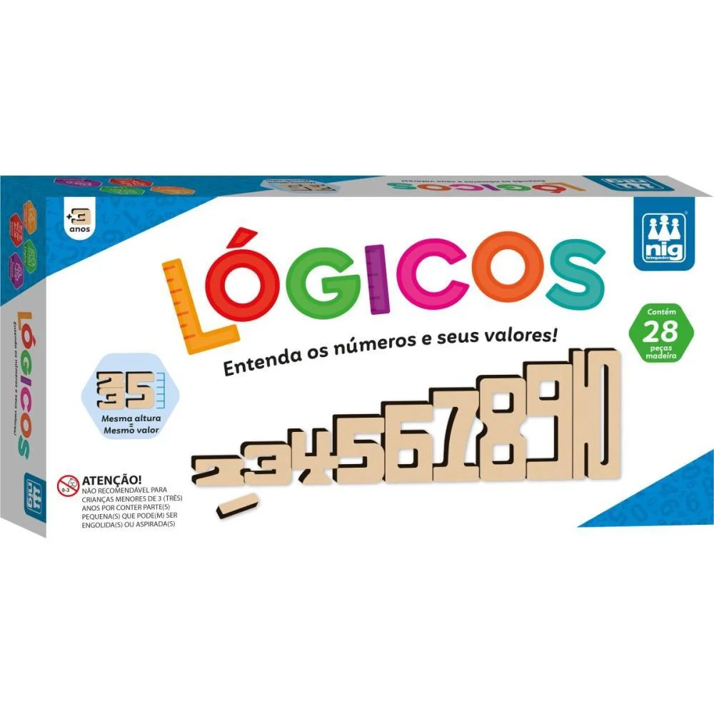 Brinquedo Educativo Logicos Madeira 28Numeros Nig Brinquedos (Unidade)