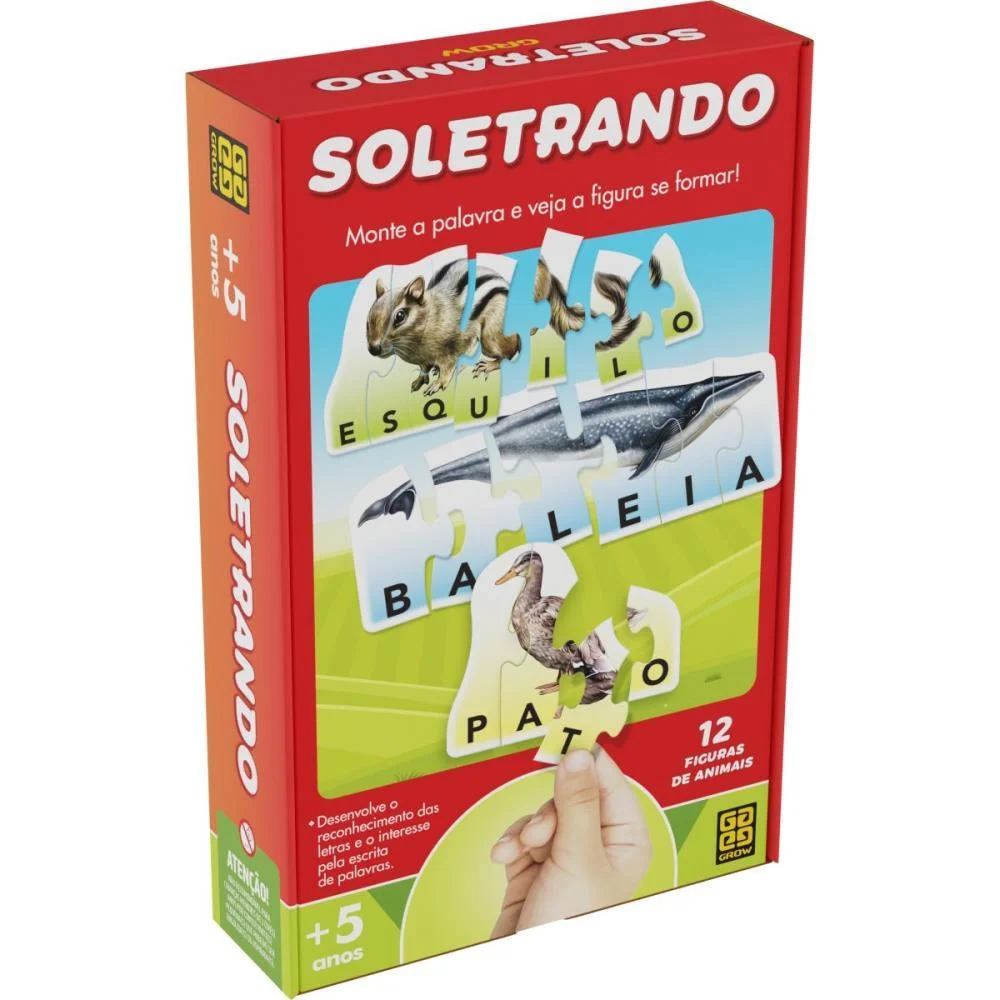 Brinquedo Pedagogico Soletrando 12 Figuras Grow (Unidade)