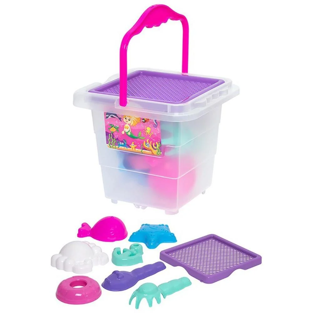 Baldinho De Praia Menina Com Moldes E Pa Merco Toys (Unidade)