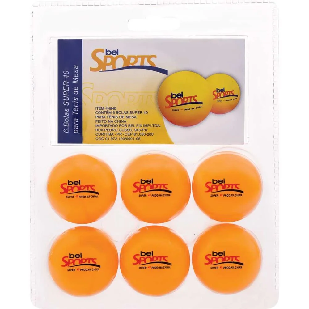 Bola De Ping Pong Laranja Super 40 Mm Bel (Kit.c/06)