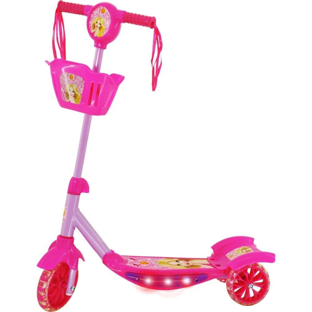 Patinete Rosa C/Luz,Som E Cesta Dm Toys (Unidade)