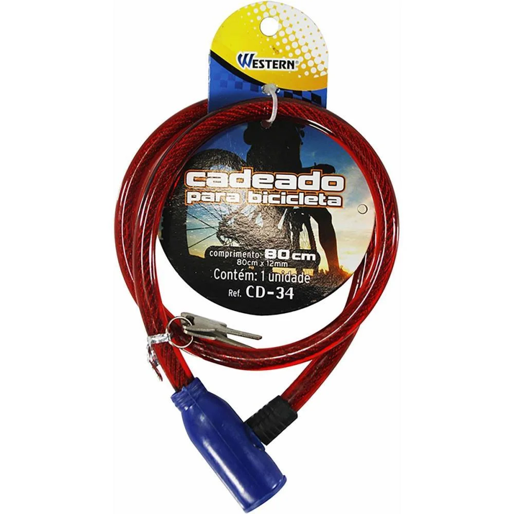 Acessorio Para Bicicleta Cadeado 80Cm Flex. Sortido Western (Unidade)