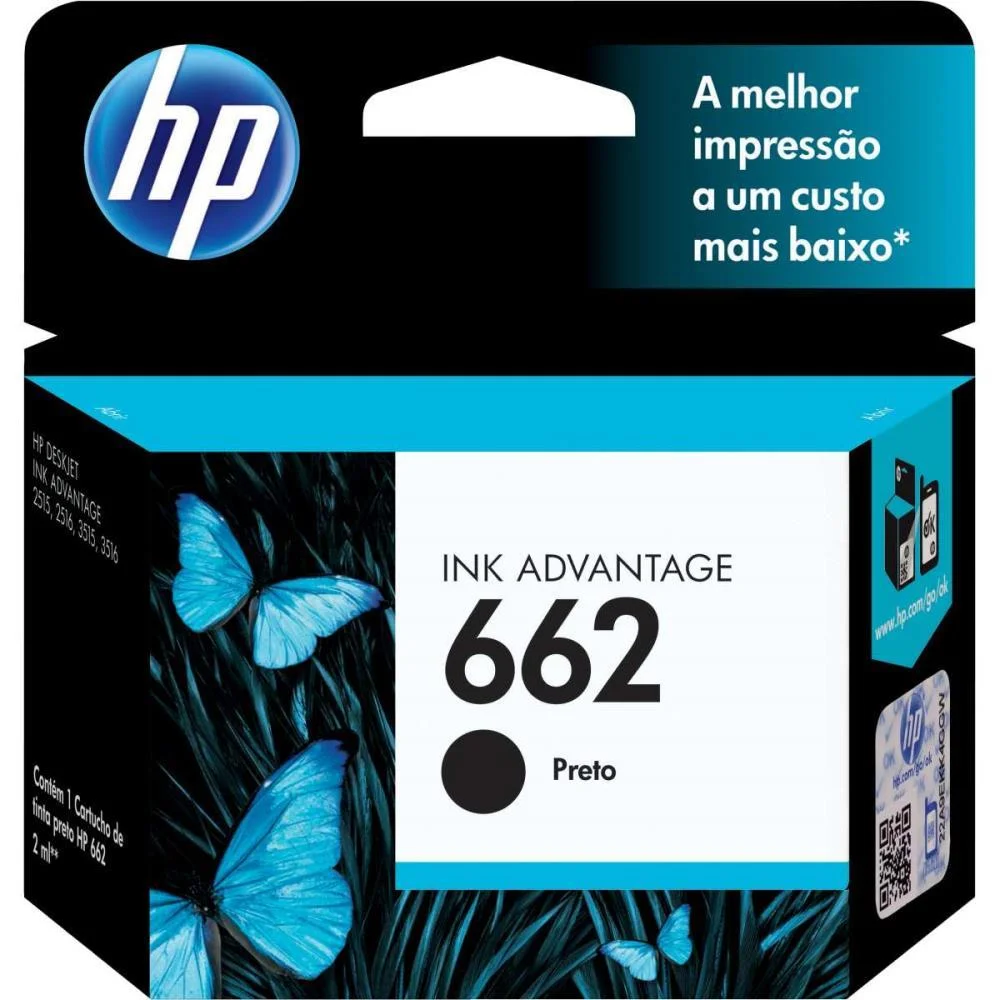 Cartucho Original Hp 662 Preto Ink Advantage Hp (Unidade)