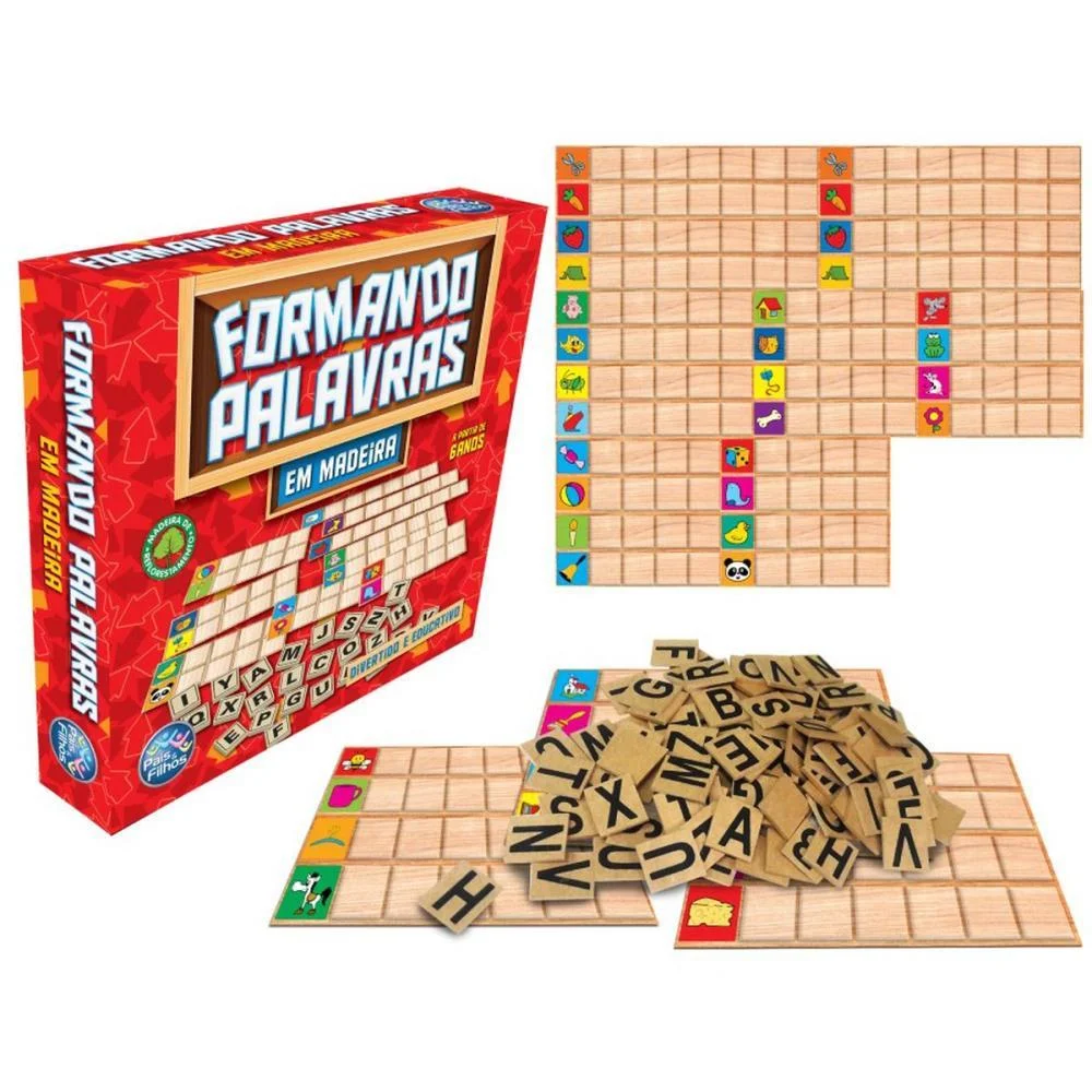 Brinquedo Pedagogico Madeira Formando Palavras Pais E Filhos (Unidade)
