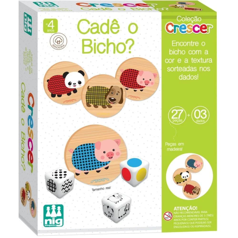 Brinquedo Educativo Cade O Bicho Em Madeira 27Pcs Nig Brinquedos (Unidade)