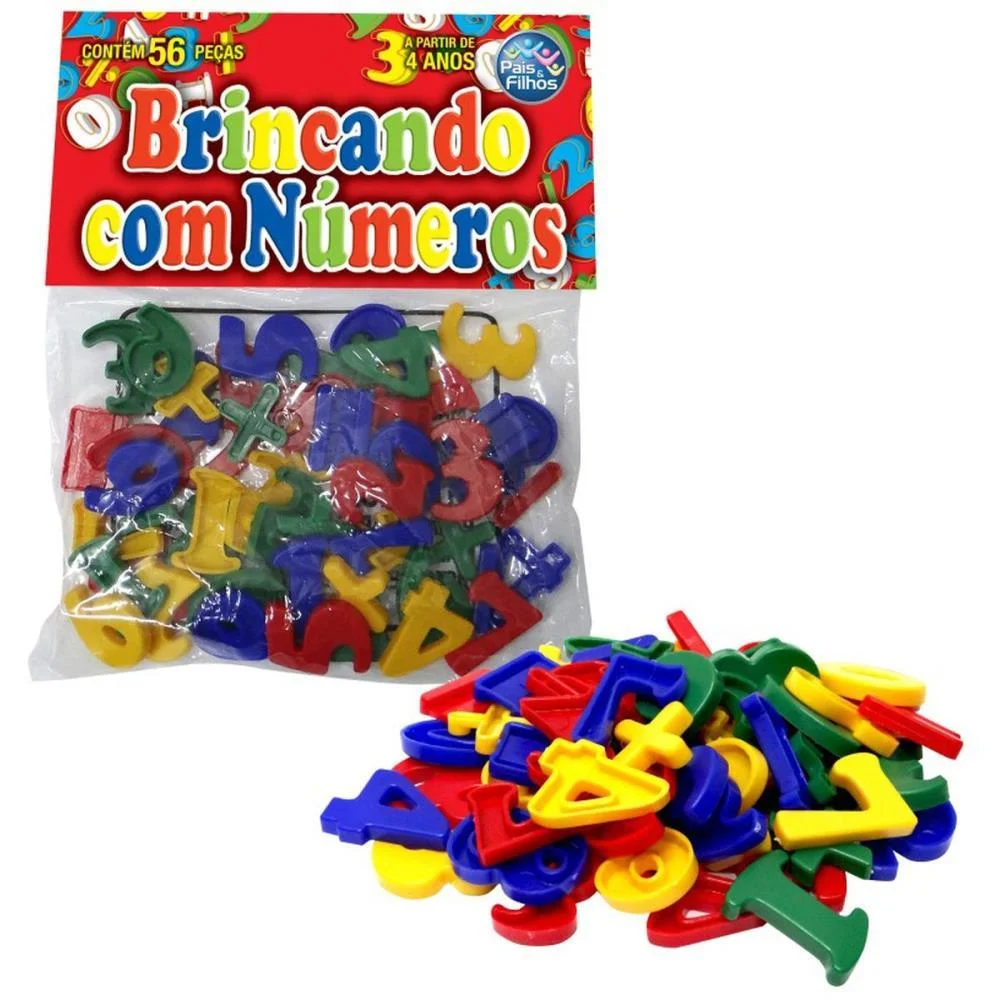 Brinquedo Pedagogico Brincando Com Numeros 56 Pcs Pais E Filhos (Unidade)