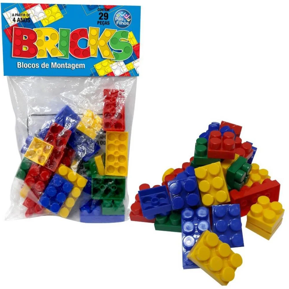 Brinquedo Para Montar Bricks Blocos De Montagem 29Pc Pais E Filhos (Unidade)