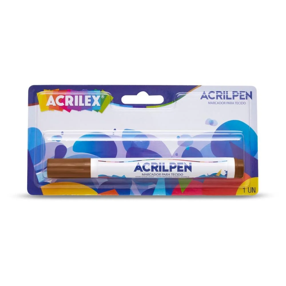 Caneta Para Tecido Marrom Acrilpen Blister Acrilex (Cx.c/06)