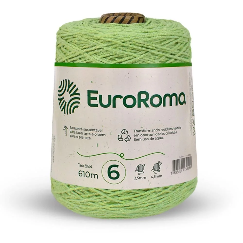 Barbante Colorido 600G 4/6 Fios 610M Verde Limao Euroroma (Unidade)