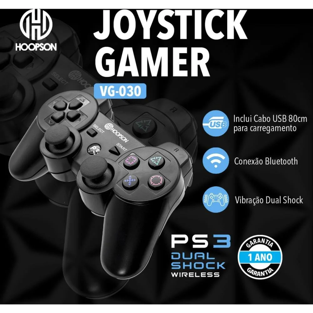 Controle Para Jogo Dual Shock Ps3 S/Fio Bluet. Pt Mercoriental (Unidade)