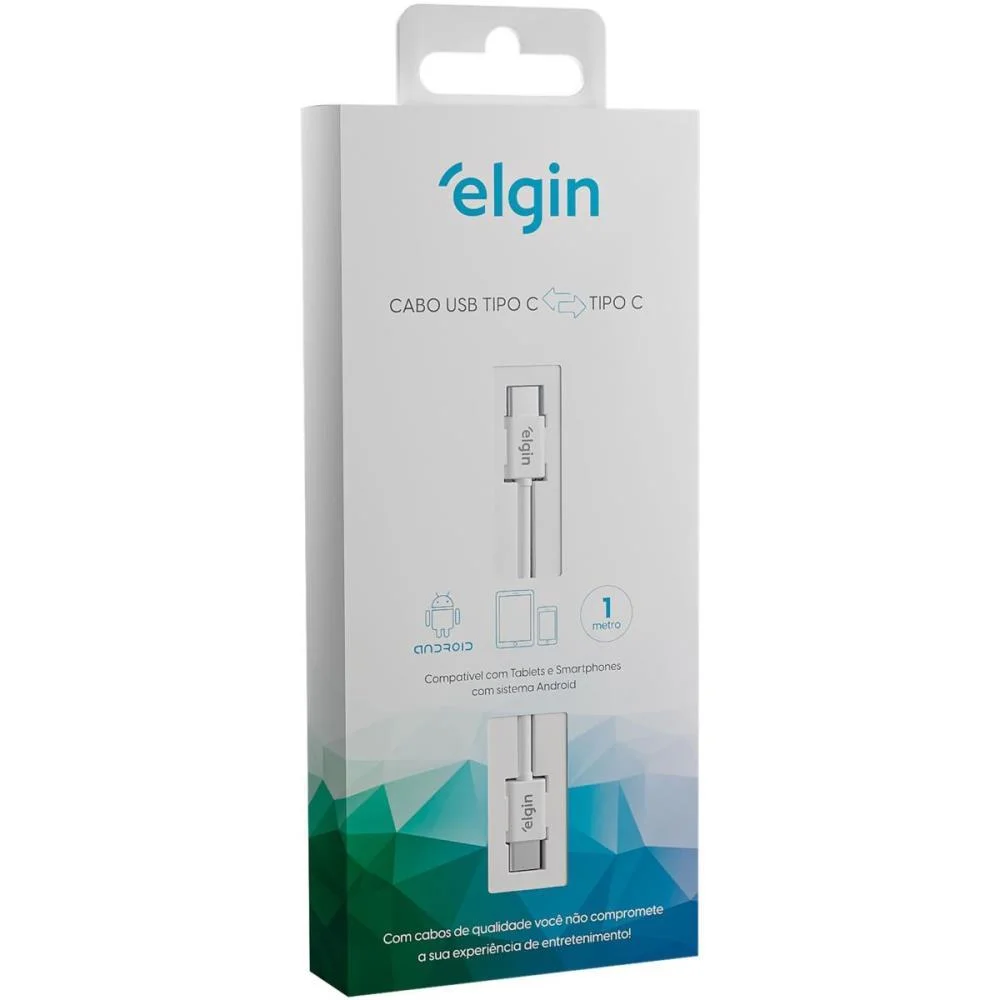 Cabo Usb Tipo-C P/Tipo C 1M Branco Elgin (Unidade)