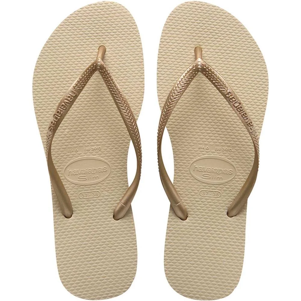 Chinelo Havaianas Feminino Slim 39/0 Areia/Dourado Havaianas (Par)