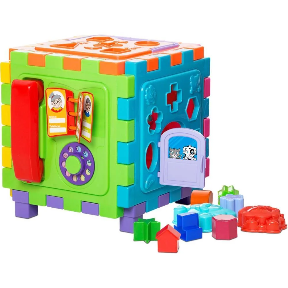 Brinquedo Educativo Cubo Didatico Grande 2 Em 1 Merco Toys (Unidade)