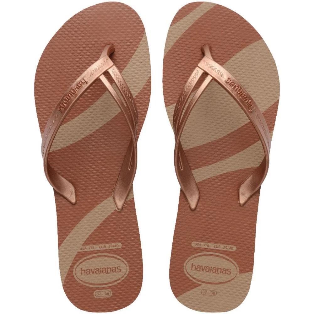 Chinelo Havaianas Feminino Elegance Print 39/0 Rose Gold Havaianas (Par)