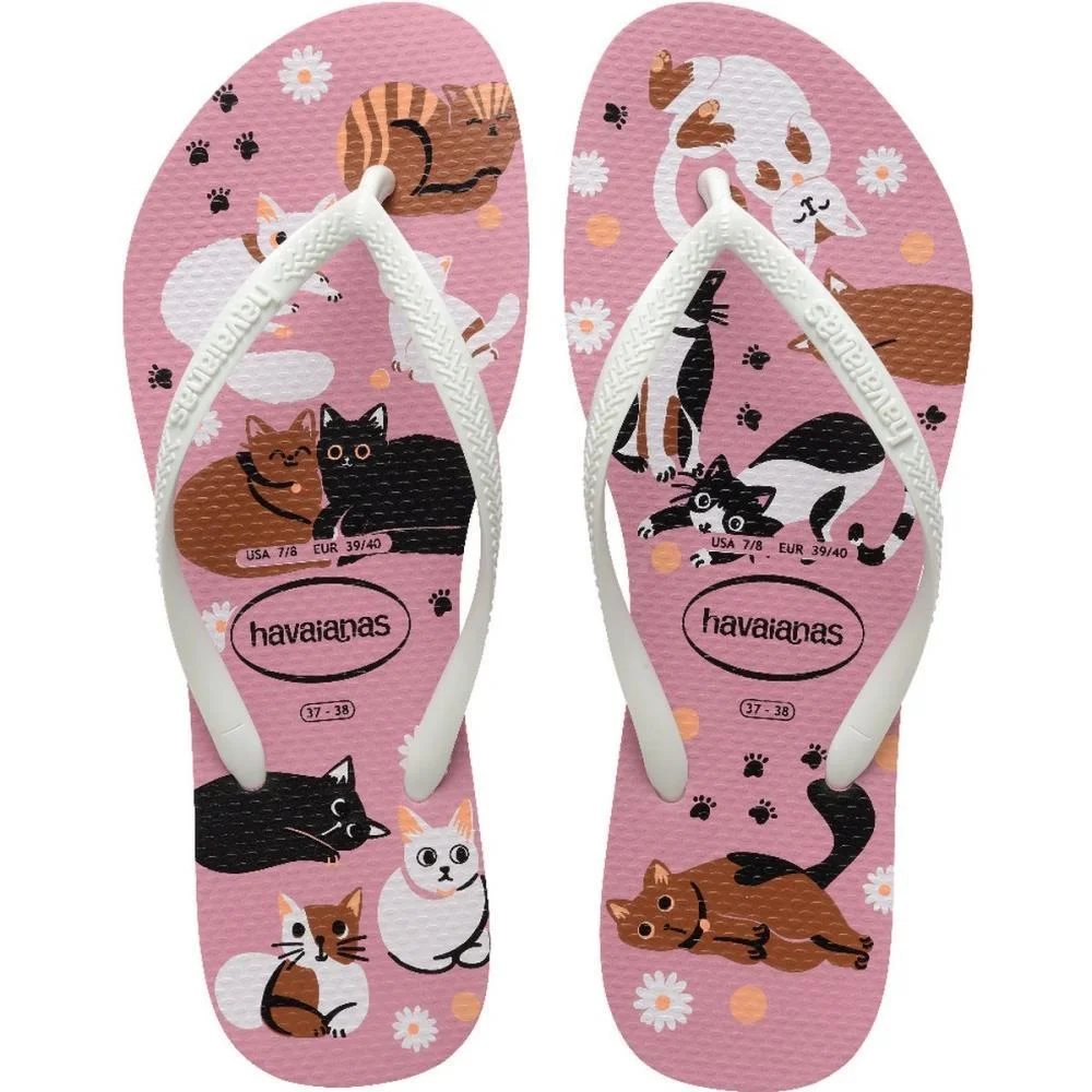 Chinelo Havaianas Feminino Slim Pets 35/6 Rosa Chiffon Havaianas (Par)