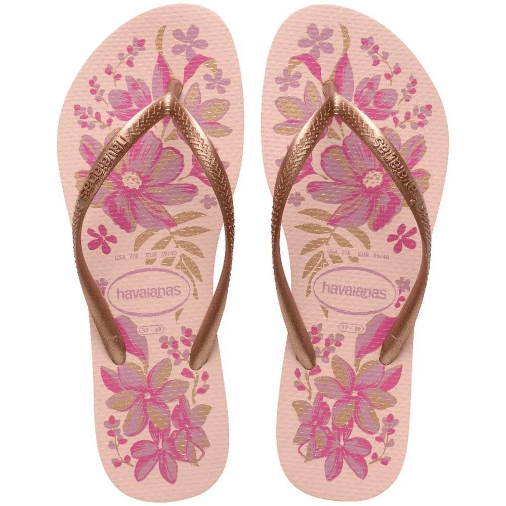 Chinelo Havaianas Feminino Slim Organic 33/4 Rosa/Dourado Havaianas (Par)
