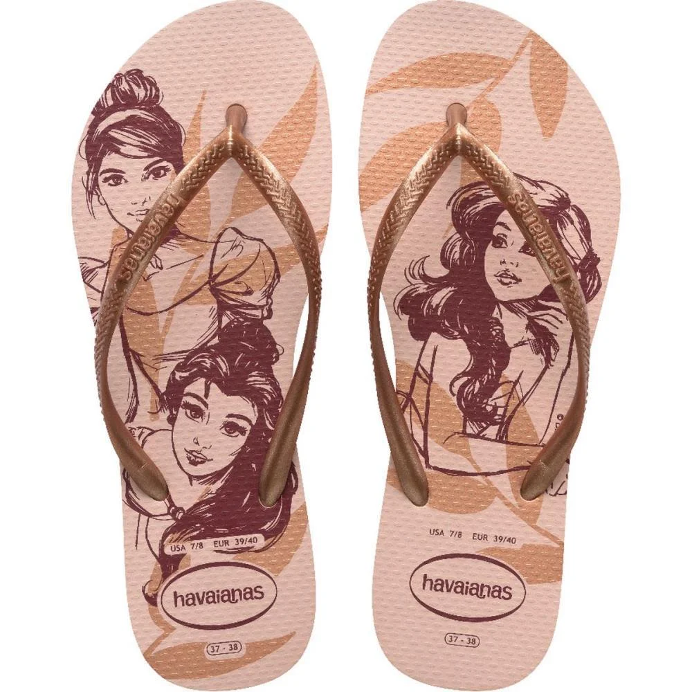 Chinelo Havaianas Feminino Slim Disney 39/0 Rosa Ballet Havaianas (Par)
