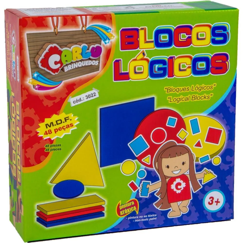 Brinquedo Pedagogico Madeira Blocos Logicos 48 Pcs Carlu (Unidade)