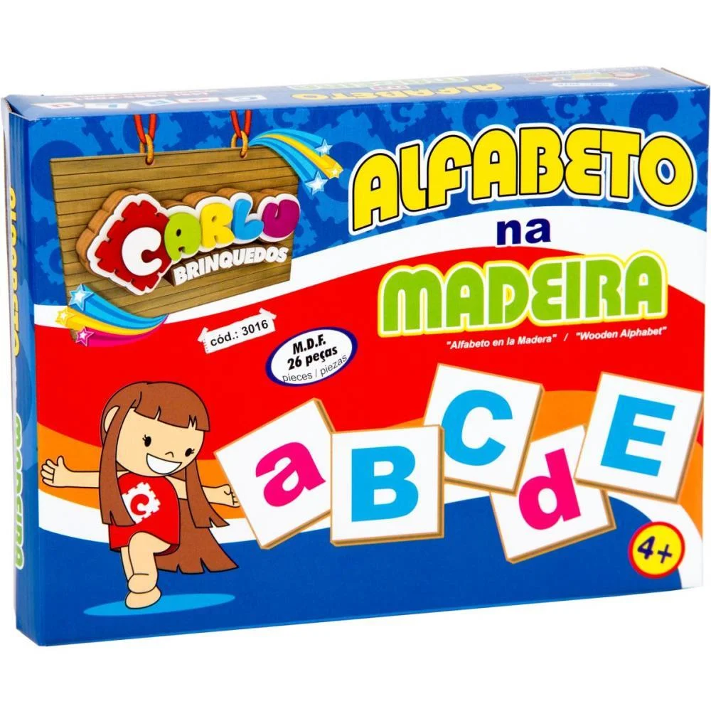 Brinquedo Pedagogico Madeira Alfabeto Na Madeira 26Pcs Carlu (Unidade)