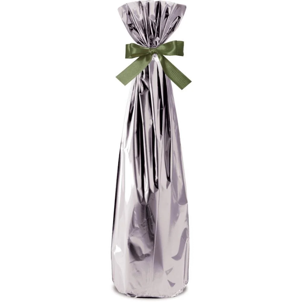 Embalagem Para Garrafa Saco Metalizado Prata 15X44Cm Cromus (Pct.c/50)