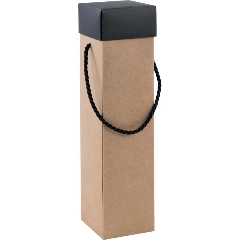Embalagem Para Garrafa Caixa Kraft/Preta 8X8X33Cm Cromus (Pct.c/10)