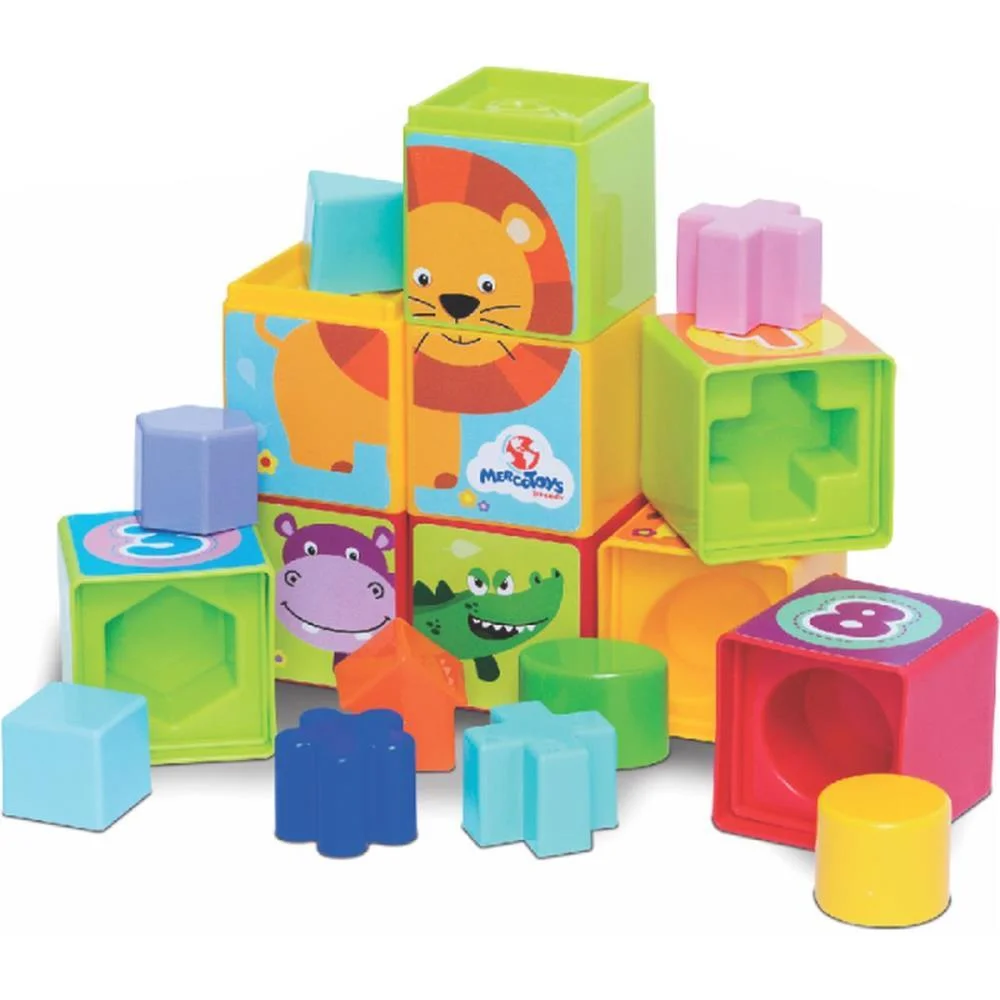 Brinquedo Educativo Cubinhos 5 Em 1 Merco Toys (Unidade)