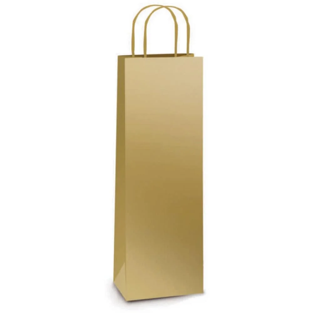 Embalagem Para Garrafa Sacola Lamin.ouro 35X13X8Cm Packpel (Pct.c/10)