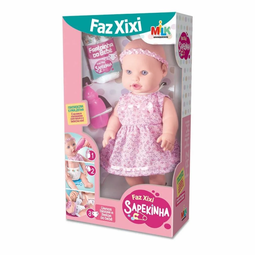 Boneca Com Mecanismo Sapekinha Faz Xixi 34Cm. Milk (Unidade)
