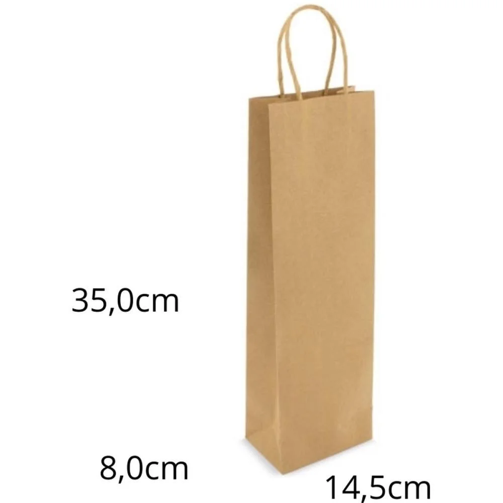 Embalagem Para Garrafa Sacola Kraft 37,5X14,5X8Cm Scrity (Pct.c/10)