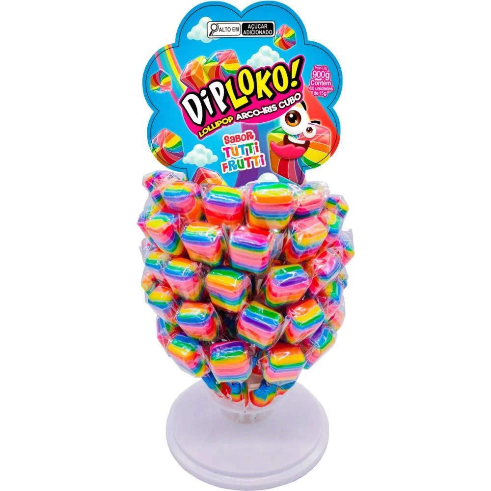 Doce Dip Loko Lollipop Arco-Iris Danilla Foods (Dp.c/60)