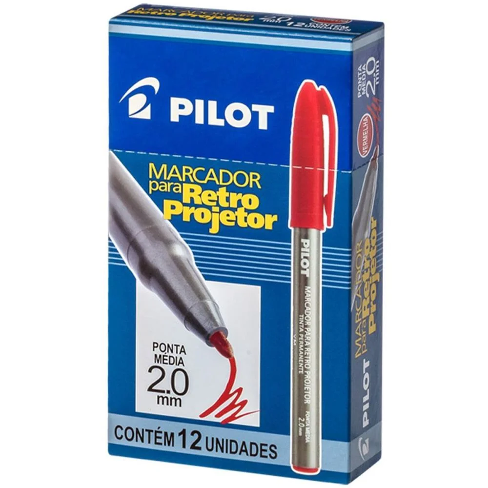 Caneta Retroprojetor 2.0Mm Marcador Vermelho Pilot (Cx.c/12)