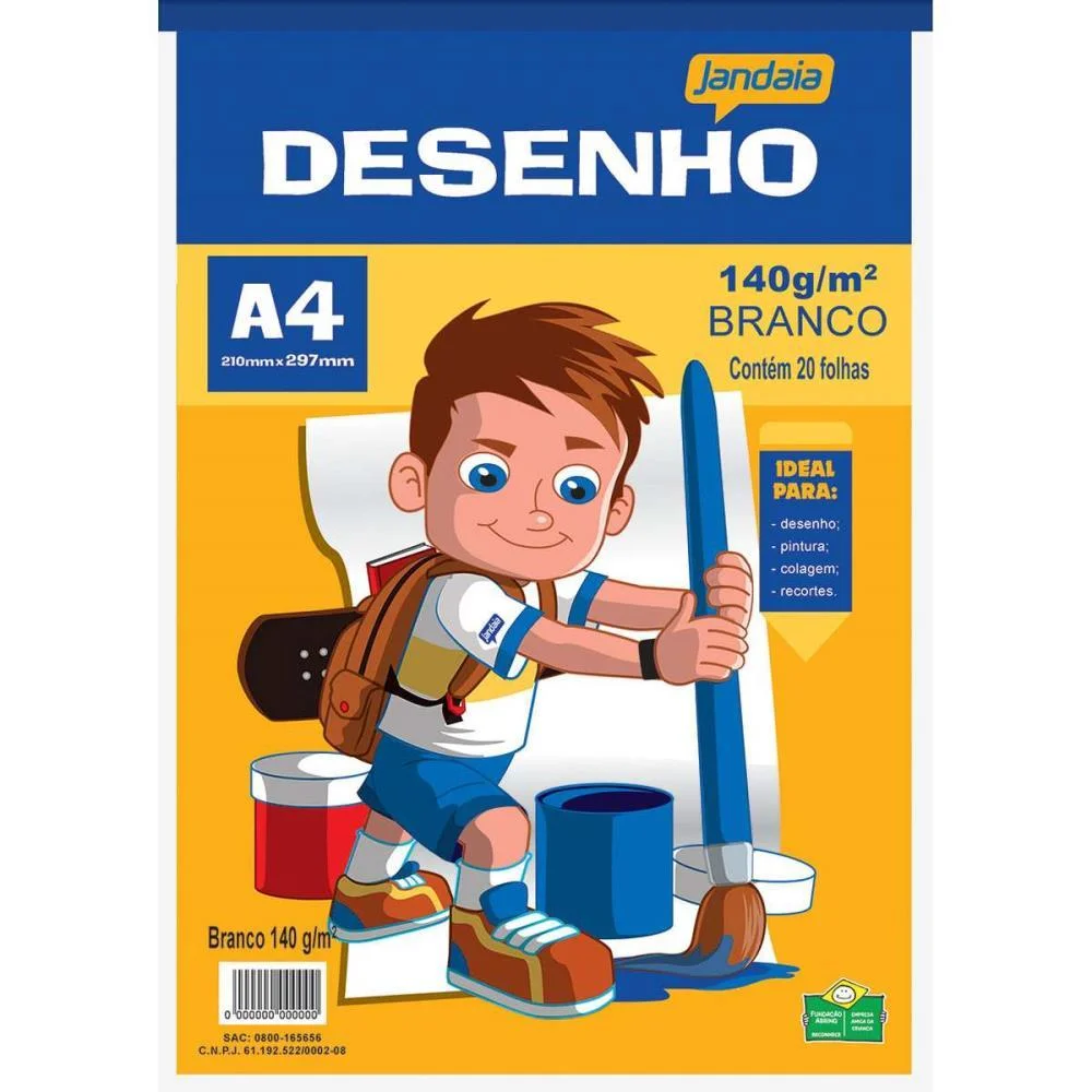 Bloco Tecnico Sem Margem Desenho A4 140 G 20 Fls Branco Jandaia (Pct.c/10)