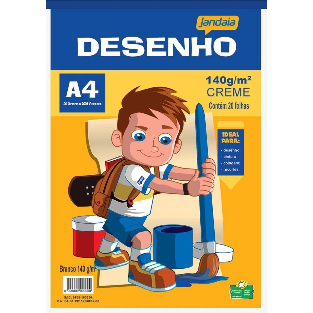 Bloco Tecnico Sem Margem Desenho A4 140 G 20 Fls Creme Jandaia (Pct.c/10)