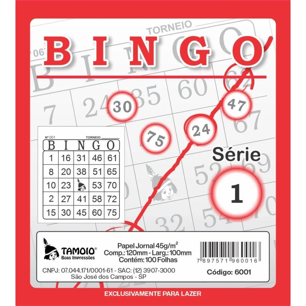 Bloco Para Bingo Jornal 120X108Mm 100 Folhas Tamoio (Pct.c/15)