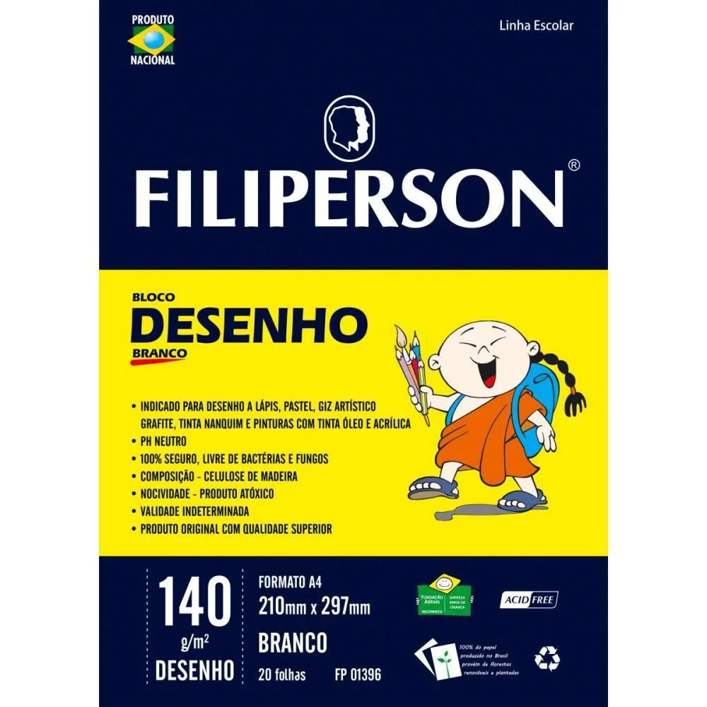 Bloco Tecnico Sem Margem Desenho A-4 140G.20Fls.branco Filiperson (Pct.c/05)