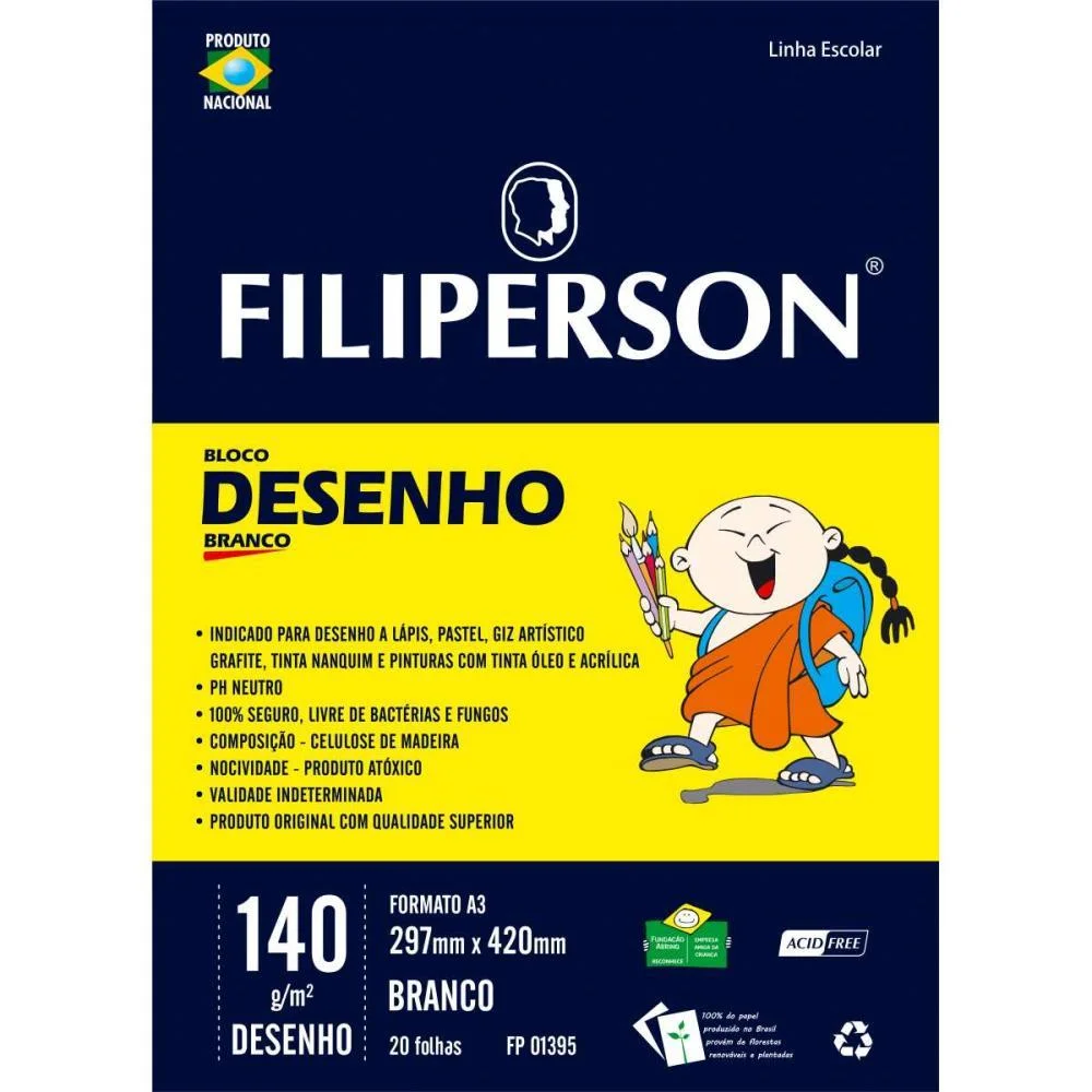Bloco Tecnico Sem Margem Desenho A-3 140G.20Fls.branco Filiperson (Pct.c/05)