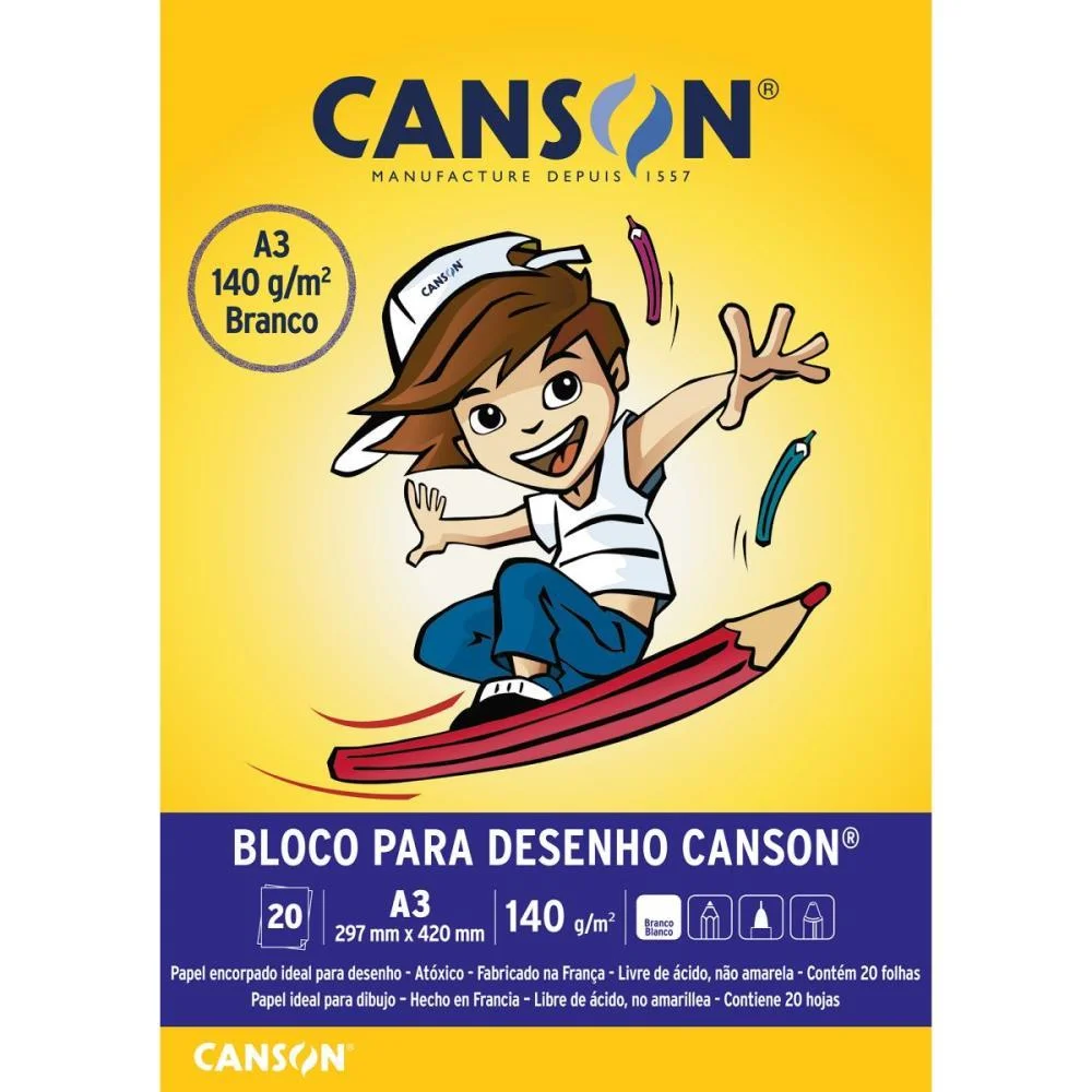 Bloco Tecnico Sem Margem Desenho A3 140G.20Fls.branco Canson (Pct.c/05)