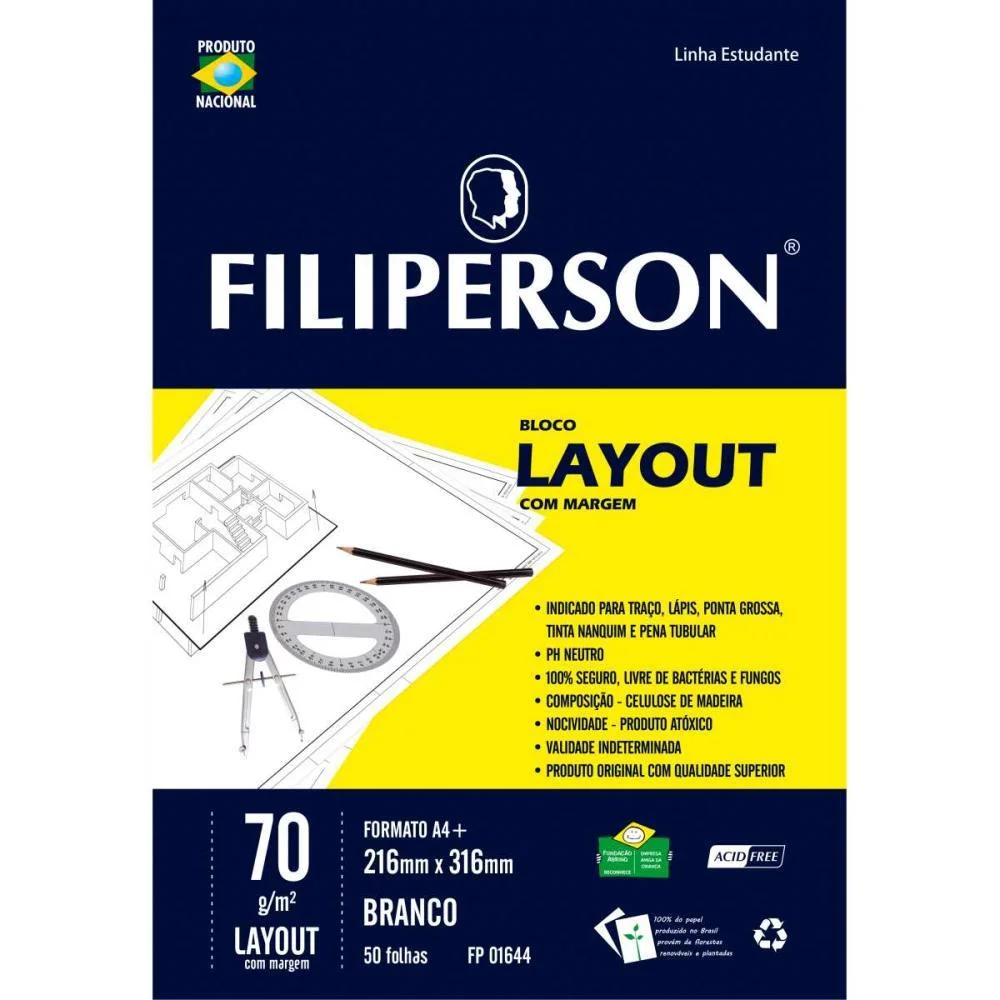 Bloco Tecnico Com Margem Lay-Out A-4 63G.50Fls.branco Filiperson (Pct.c/05)