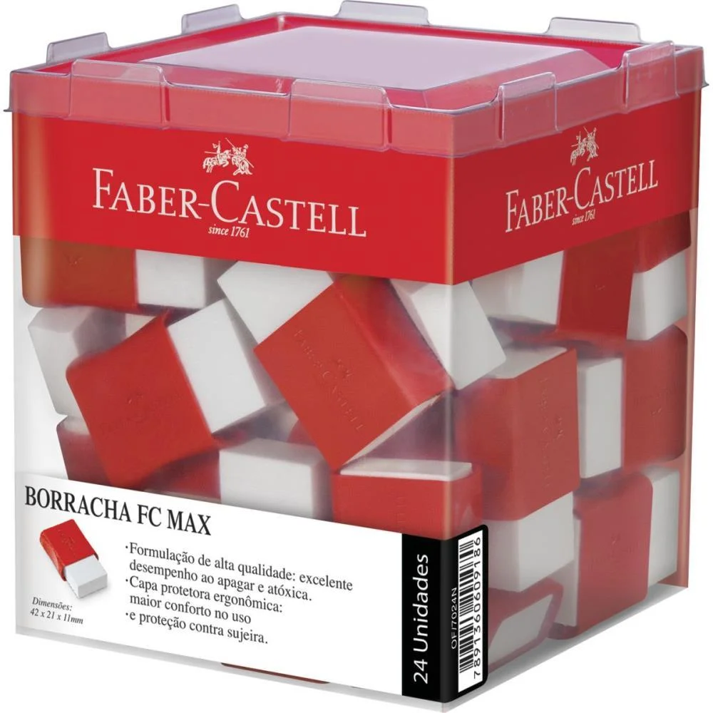 Borracha Branca Fc Max Pequena Plastica Vermel Faber-Castell (Dp.c/24)