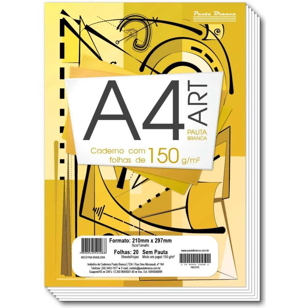 Bloco Tecnico Sem Margem Desenho A4 Art Pb 20F.br 150G Pauta Branca (Pct.c/10)