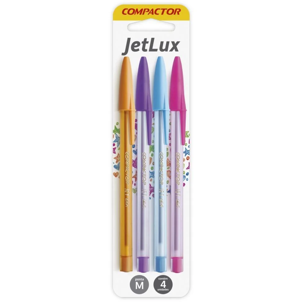 Caneta Esferografica Jet Lux 4 Cores (Lr/Rx/Az/Rs) Compactor (Blister)