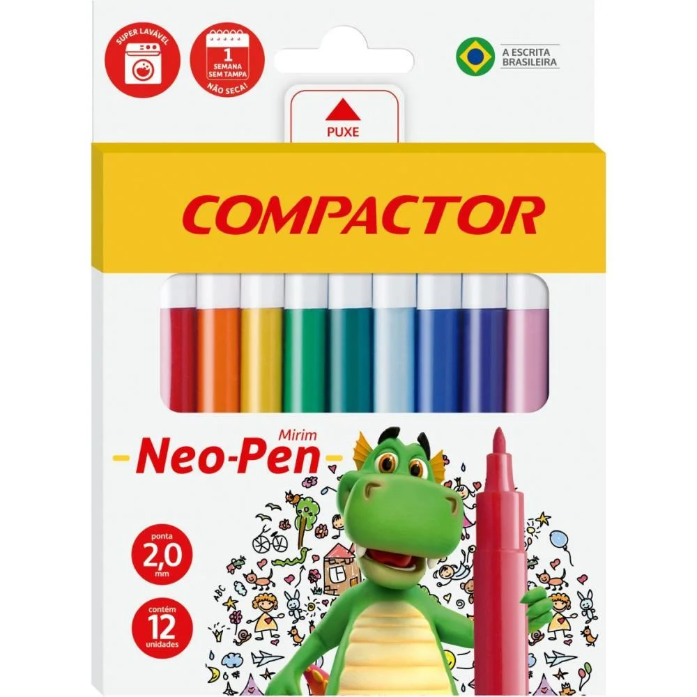 Caneta Hidrografica Neo-Pen Mirim 12 Cores Compactor (Pct.c/05)