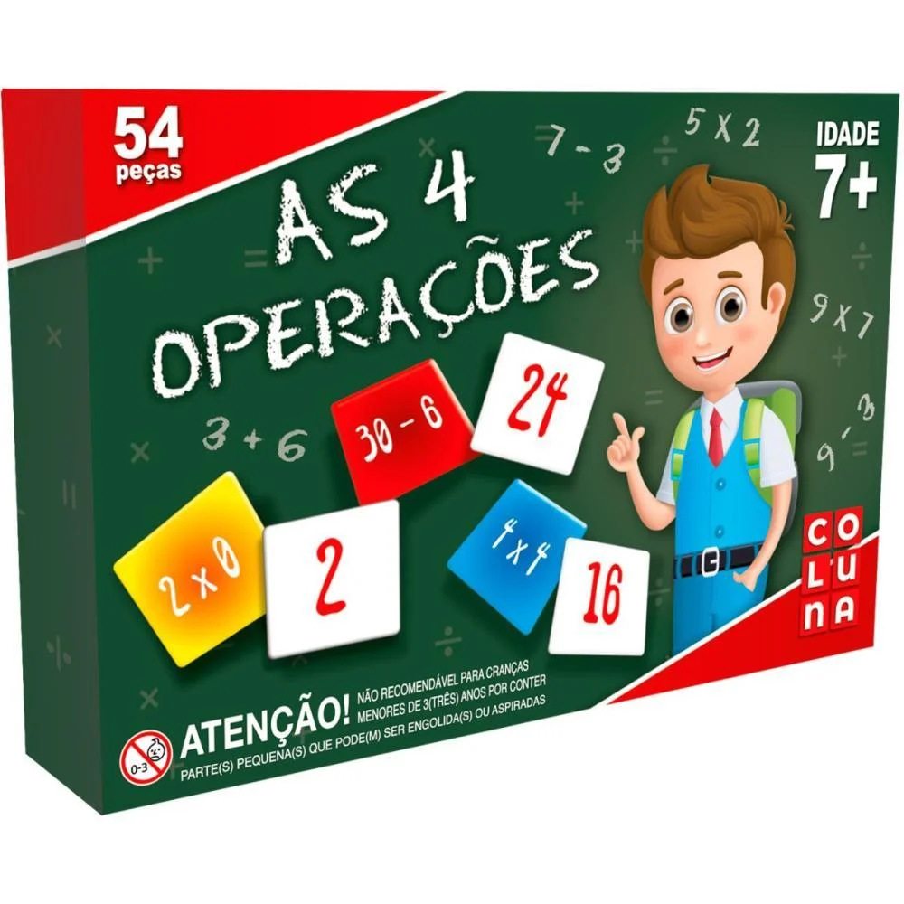 Brinquedo Pedagogico As 4 Operacoes 54 Peças Coluna (Unidade)